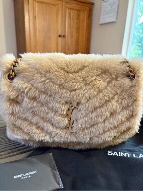 Saint Laurent Niki Medium Quilted Shearling Shoulder Bag